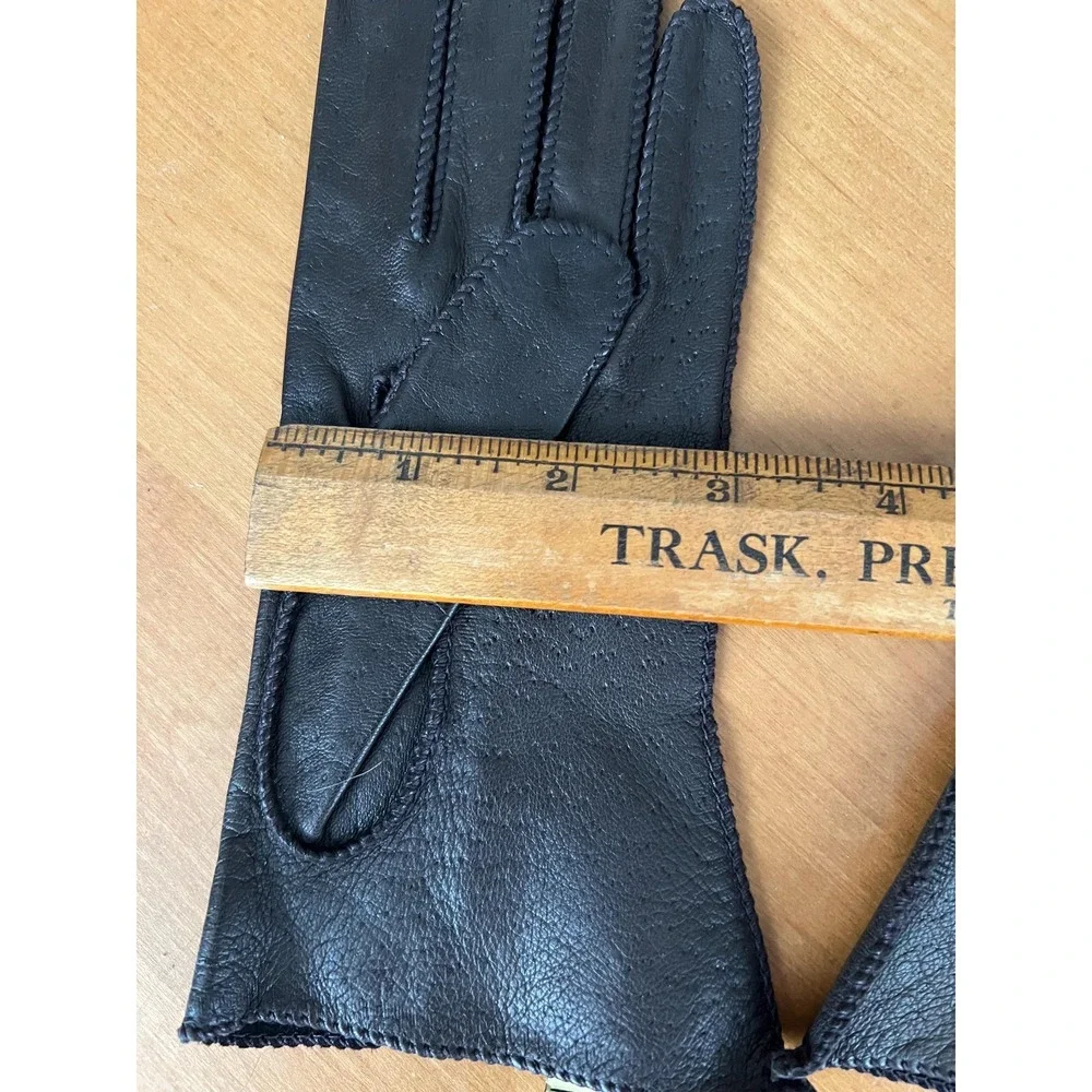 Deerskin leather gloves New with tags old‎ stock vintage dark brown size 7 small